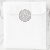 Exotic White Mandala auf grauem Hintergrund Runder Aufkleber (Tasche)