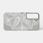 Exotic White Mandala auf grauem Hintergrund Samsung Galaxy Hülle (Rückseite (Horizontal))