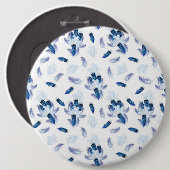 Exotic-White Parrot Blue Töne Wiederholungen Button (Vorne & Hinten)