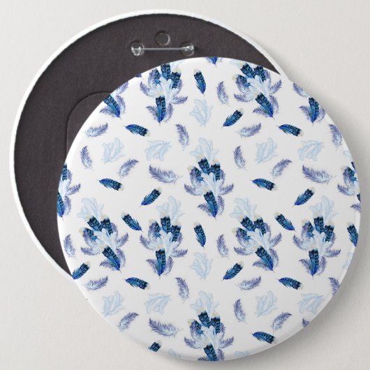 Exotic-White Parrot Blue Töne Wiederholungen Button (Vorne & Hinten)