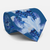 Exotic-White Parrot Blue Töne Wiederholungen Krawatte (Gerollt)