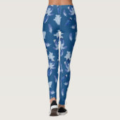 Exotic-White Parrot Blue Töne Wiederholungen Leggings (Rückseite)