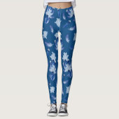 Exotic-White Parrot Blue Töne Wiederholungen Leggings (Vorderseite)