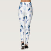 Exotic-White Parrot Blue Töne Wiederholungen Leggings (Rückseite)