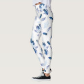 Exotic-White Parrot Blue Töne Wiederholungen Leggings (Links)