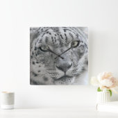 Exotic White Snow Leopard Quadratische Wanduhr (Zuhause)