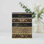 Exotic Wild Animal Prints Birthday Black Gold 2 Einladung (Stehend Vorderseite)