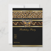 Exotic Wild Animal Prints Birthday Black Gold 2 Einladung (Rückseite)