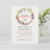 Exotic Wood Wildblume Wreath Wedding Empfang Einladung (Stehend Vorderseite)