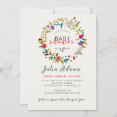 Exotic Woodland Wildblume Wreath Baby Dusche Einladung (Vorderseite)
