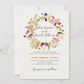 Exotic Woodland Wildblume Wreath Foto Hochzeit Einladung (Vorderseite)