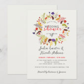 Exotic Woodland Wildblume Wreath Polterabend Einladung (Vorne/Hinten)