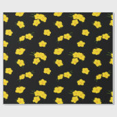 Exotic Yellow Hibiskus Blume auf Black Geschenkpapier (Flach)