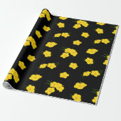 Exotic Yellow Hibiskus Blume auf Black Geschenkpapier (Ungerollt)