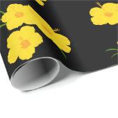 Exotic Yellow Hibiskus Blume auf Black Geschenkpapier (Rolleneckpunkt)