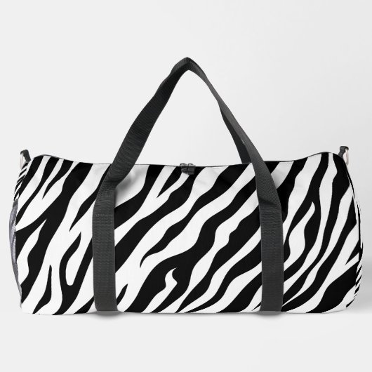 Exotic Zebra pattern Black and White Duffle Bag (Rückseite)