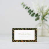 Exotic Zebra Print Peacock Feathers Boutique Visitenkarte (Stehend Vorderseite)