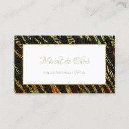 Exotic Zebra Print Peacock Feathers Boutique Visitenkarte