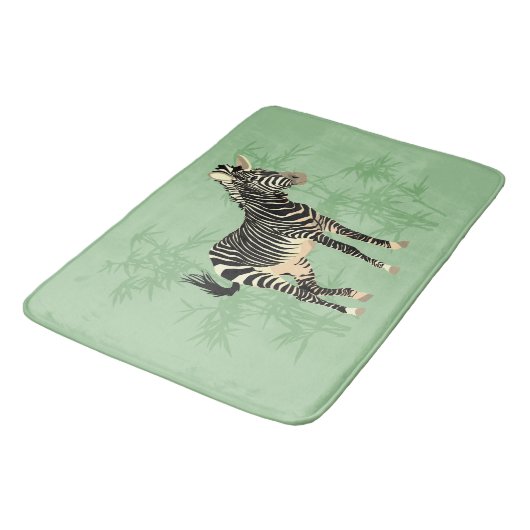 Exotic Zebra with Bamboo Bath Mat Badematte (Schrägansicht)