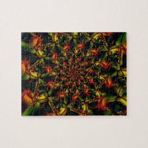 exotisch Art des grünen und gelben Fraktals Puzzle