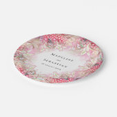 Exotisch rosa Ananas Blush Wedding Pappteller (Schrägansicht)
