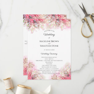 Exotisch rosa Ananas Blush Wedding Programm