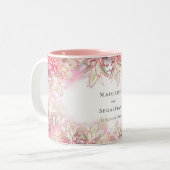 Exotisch rosa Ananas Blush Wedding Zweifarbige Tasse (Vorderseite Links)