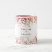 Exotisch rosa Ananas Blush Wedding Zweifarbige Tasse (Mittel)