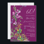 Exotisch rosa Gelbe Wildblumen 60. Geburtstag Einladung<br><div class="desc">Rosa,  lila und gelbe Wildblumen mit exotischen und tropischen Farbtupfern sorgen für eine fette Note auf schwarzem Hintergrund. Der fett-weiße Text und die Kalligraphie wirklich Pop. Dieses Element ist Teil der Exotic Wildblumen Auflistung.</div>