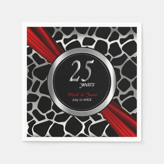 Exotische 25. Silberhochzeit Serviette (Vorderseite)