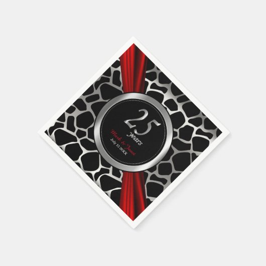 Exotische 25. Silberhochzeit Serviette (Ecke)