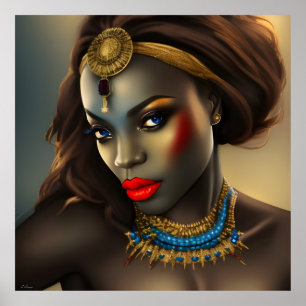Exotische afrikanische atemberaubende Frau roter K Poster