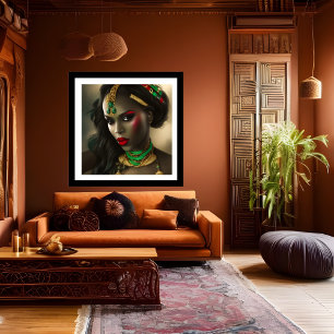 Exotische afrikanische glamouröse Frau rote Lippen Poster