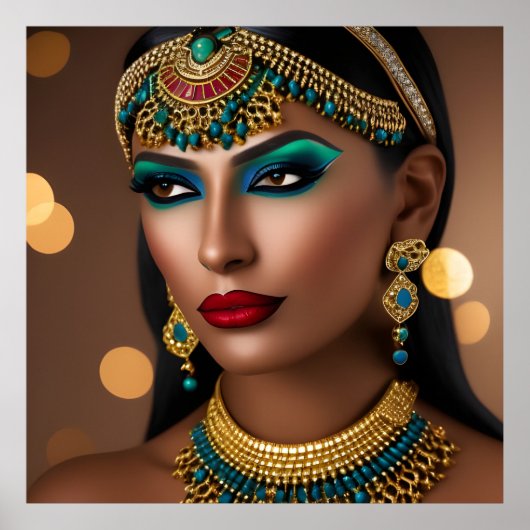 Exotische Ägyptische Goldschmuckfrau Poster (Vorne)