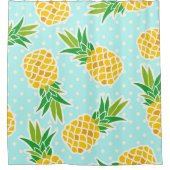 Exotische Ananas: Blue Polka-Dot Fun. Duschvorhang (Vorderseite)