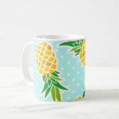 Exotische Ananas: Blue Polka-Dot Fun. Kaffeetasse (Vorderseite Links)