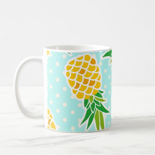 Exotische Ananas: Blue Polka-Dot Fun. Kaffeetasse (Links)