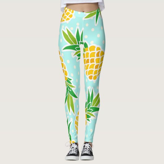 Exotische Ananas: Blue Polka-Dot Fun. Leggings (Vorderseite)