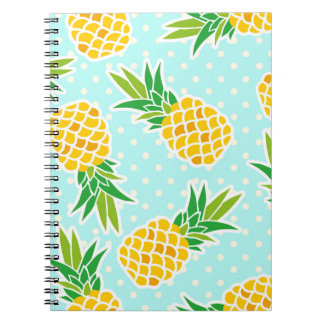 Exotische Ananas: Blue Polka-Dot Fun. Notizblock