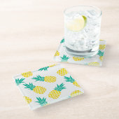 Exotische Ananas: Gelbe Freude. Glasuntersetzer (Schrägansicht)