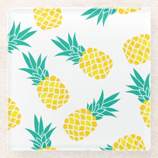 Exotische Ananas: Gelbe Freude. Glasuntersetzer (Vorderseite)