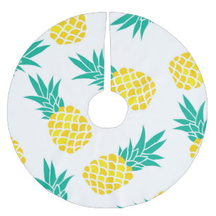 Exotische Ananas: Gelbe Freude. Polyester Weihnachtsbaumdecke