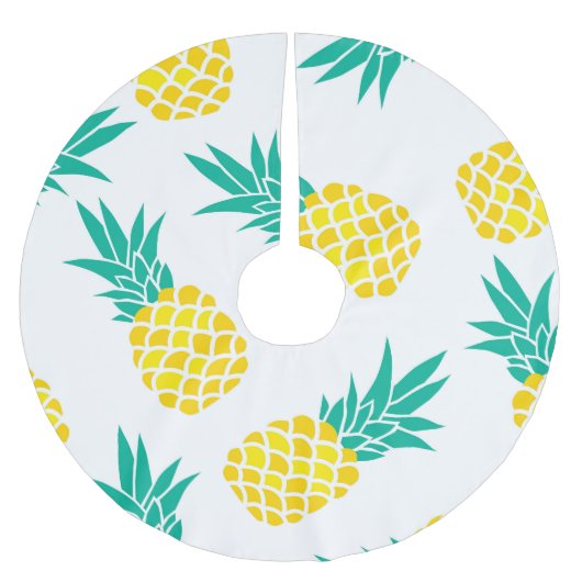 Exotische Ananas: Gelbe Freude. Polyester Weihnachtsbaumdecke (Vorderseite)