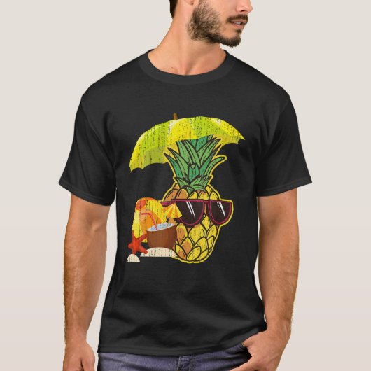 Exotische Ananas Sonnenbrille Coconut Tropical T-Shirt (Vorderseite)