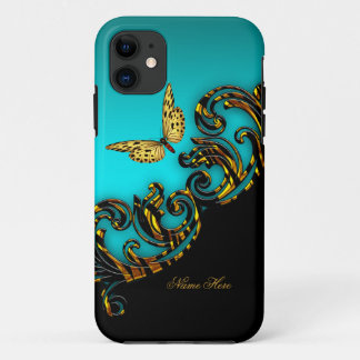Exotische Aquamarine blaue Schwarzschmetterlinge Case-Mate iPhone Hülle