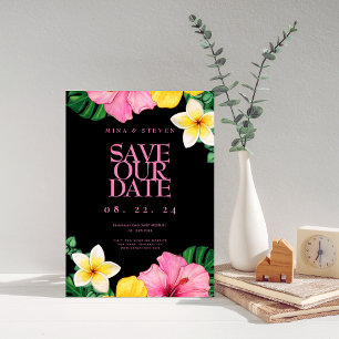 Exotische Aquarell-Tropenblumen-Hochzeit  Save The Date