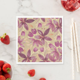 Exotische Aquarellblütenburgund und Gold Serviette