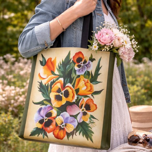 Exotische Aquarellfarben - mehrfarbige Stiefmütter Tasche