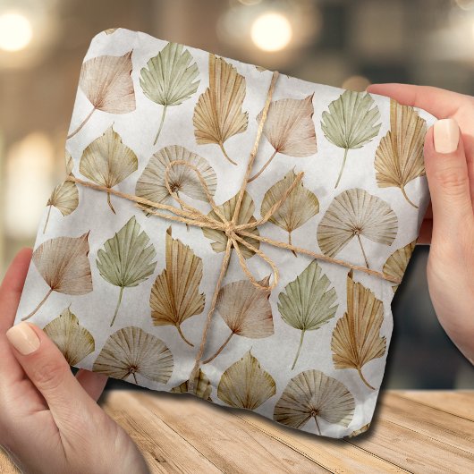 Exotische Aquarellpalme-Blätter Seidenpapier