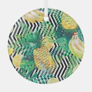 Exotische Bananen Zitronen tropisch nahtlos Ornament Aus Glas